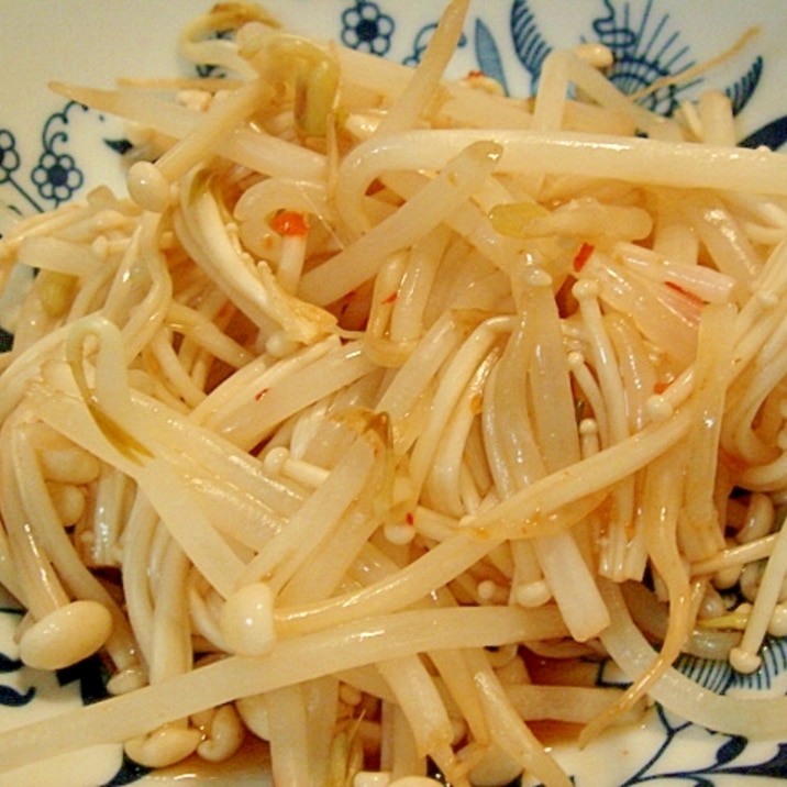 レンジで！えのきともやしの豆板醤和え